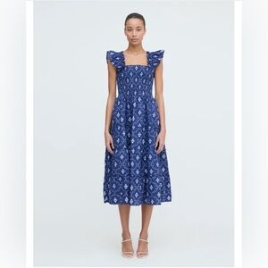 Hill House Ellie Nap Dress in Navy Trellis Print— Womens XS